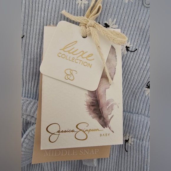 Jessica Simpson Luxe Blue and White One Piece Body Suit Baby Size 6-9 Months - Picture 4 of 7